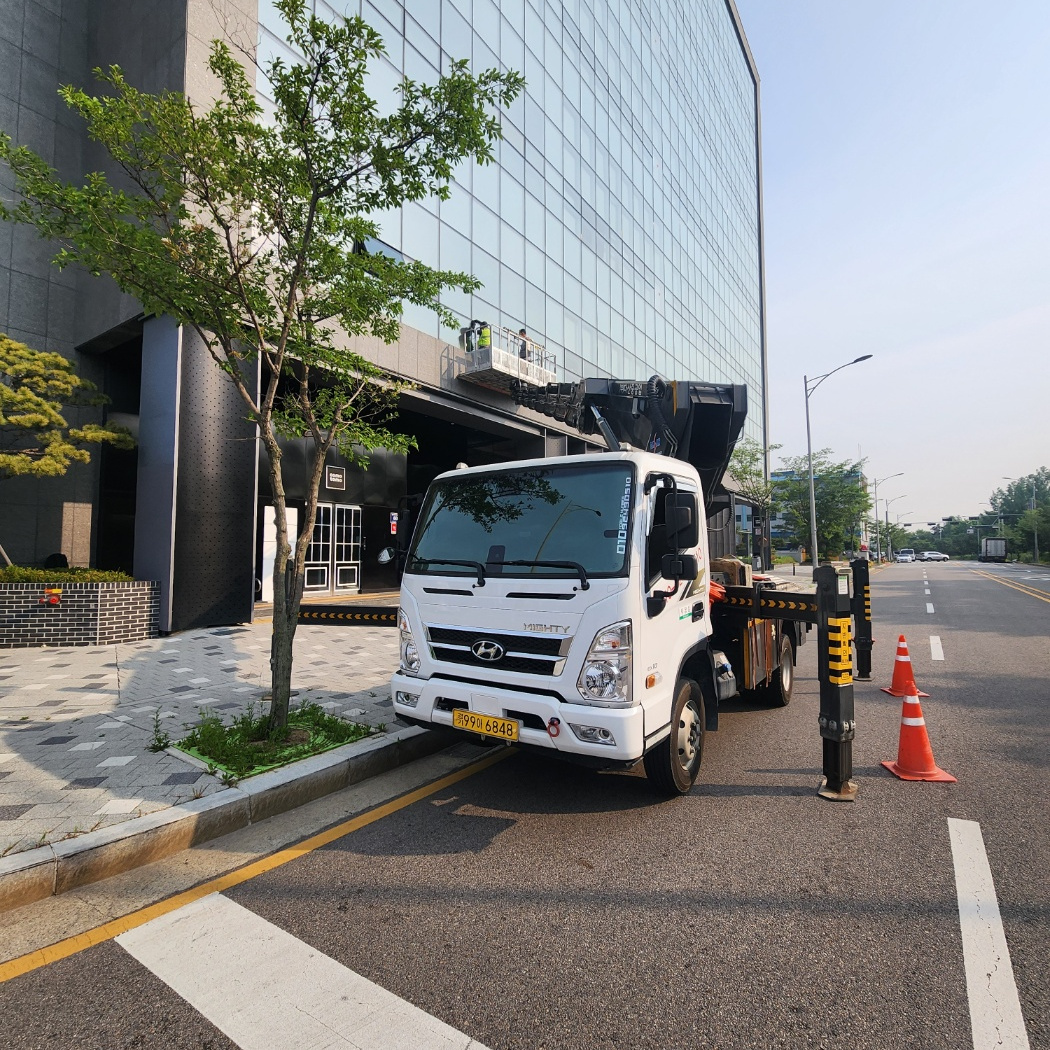 아산 둔포면 간판 LED 스카이차 작업