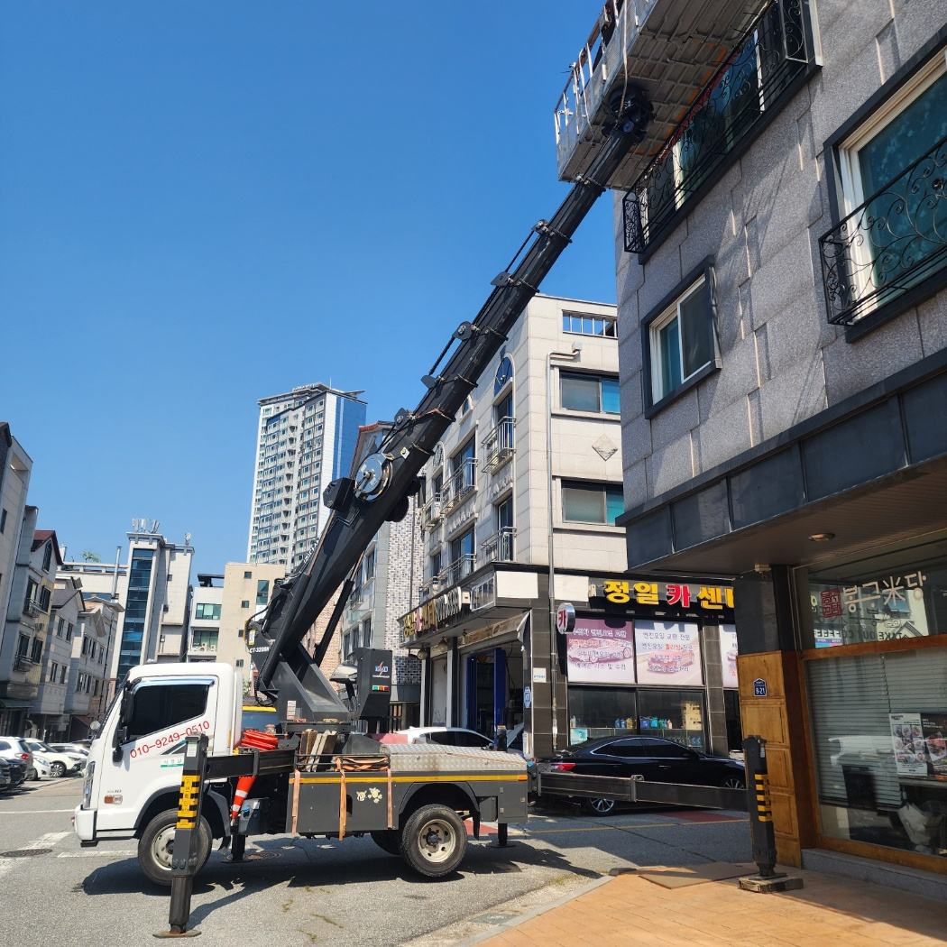 아산 배미동 가로수 전지 스카이차 작업