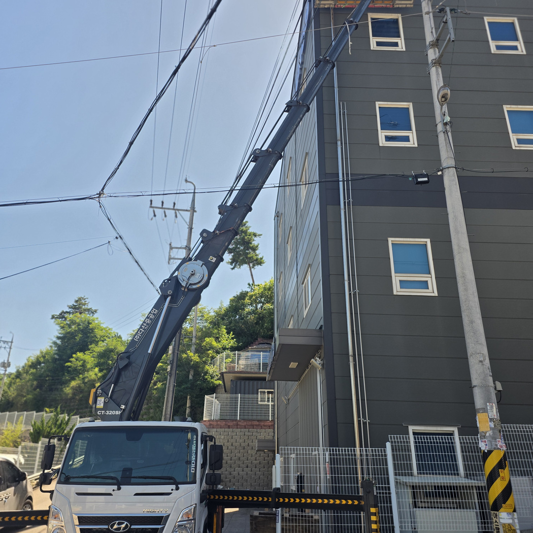 아산 권곡동 CCTV 설치 스카이차 작업