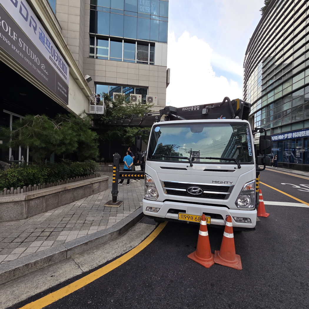 아산 법곡동 실외기 양중 스카이차 작업
