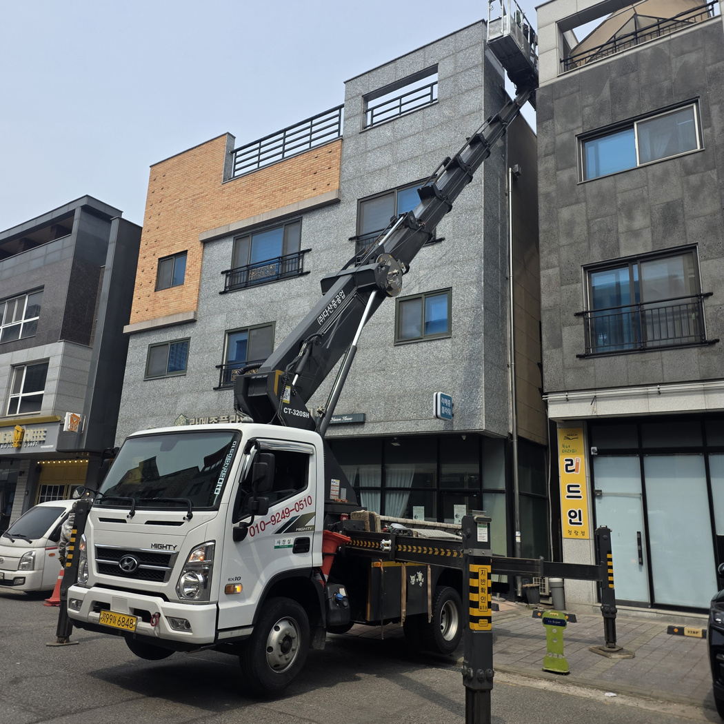 아산 장존동 간판 LED 스카이차 작업